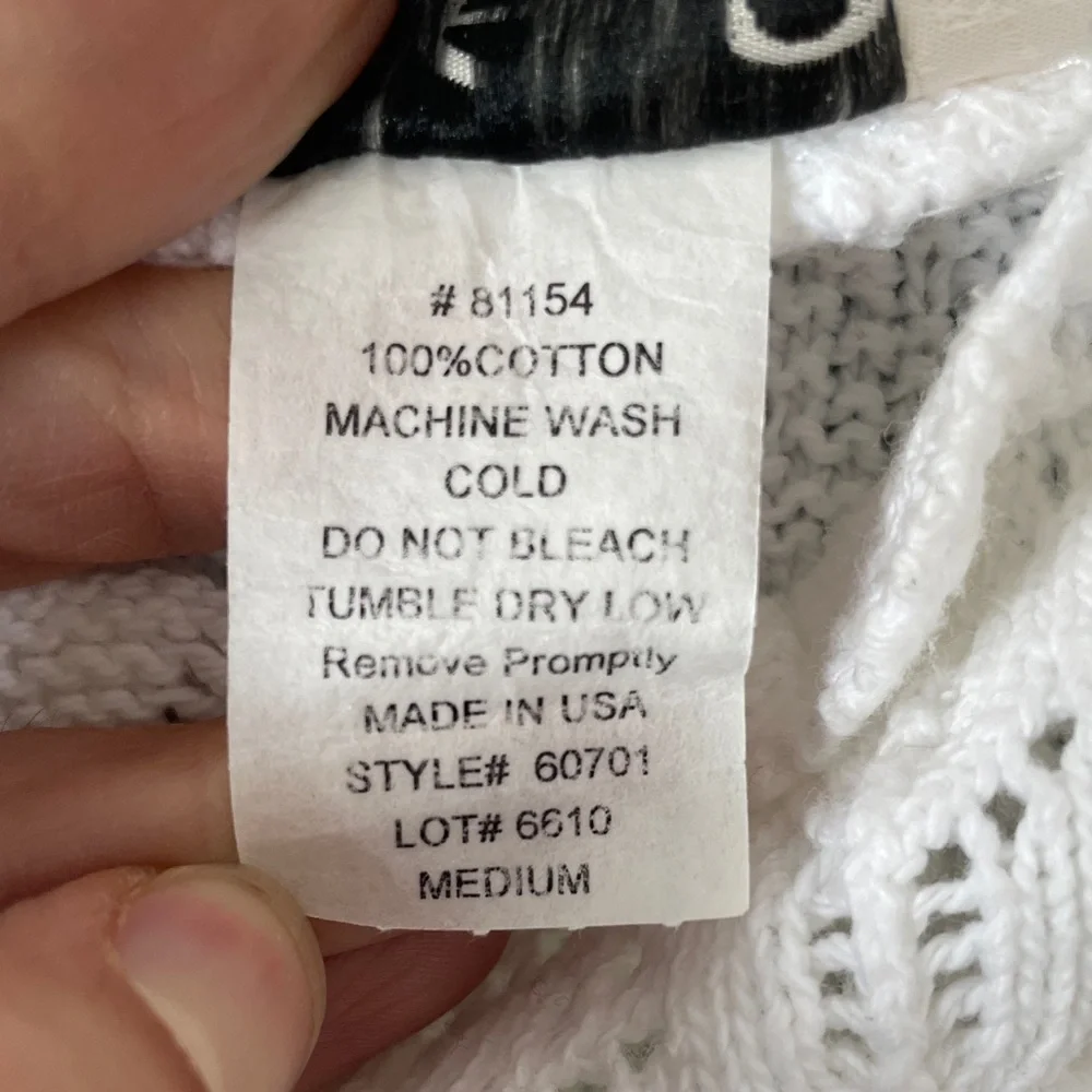 100% Cotton Made in the USA Vintage Knit Lace Crochet Top - Picture 3 of 5